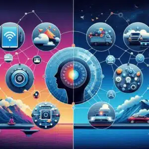 Imagery symbolizing the three pillars of AI awareness, wisdom, and isness, showcasing their significance in responsible and positive technology engagement.